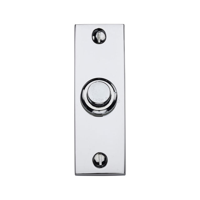 This is an image of a Heritage Brass - Rectangular Bell Push Polished Chrome finish, v1182-pc that is available to order from T.H Wiggans Ironmongery in Kendal.