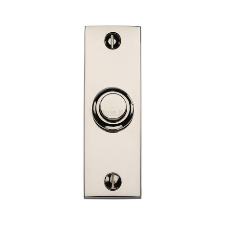 This is an image of a Heritage Brass - Rectangular Bell Push Polished Nickel finish, v1182-pnf that is available to order from T.H Wiggans Ironmongery in Kendal.