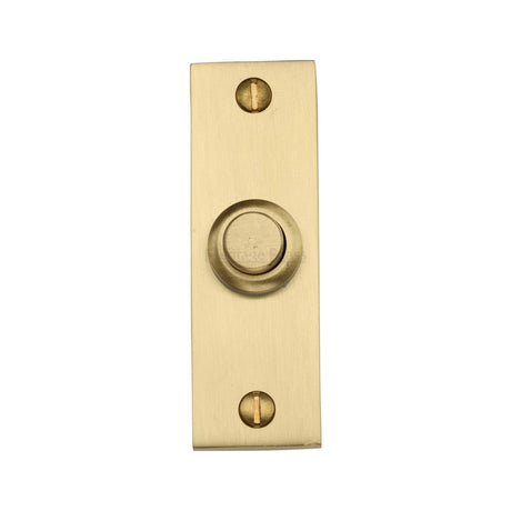 This is an image of a Heritage Brass - Rectangular Bell Push Satin Brass finish, v1182-sb that is available to order from T.H Wiggans Ironmongery in Kendal.