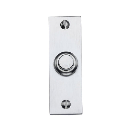 This is an image of a Heritage Brass - Rectangular Bell Push Satin Chrome finish, v1182-sc that is available to order from T.H Wiggans Ironmongery in Kendal.