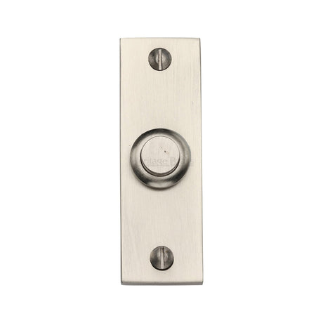 This is an image of a Heritage Brass - Rectangular Bell Push Satin Nickel finish, v1182-sn that is available to order from T.H Wiggans Ironmongery in Kendal.