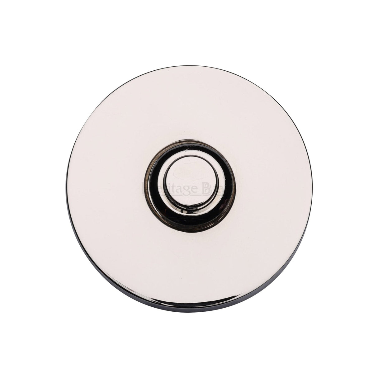 This is an image of a Heritage Brass - Round Bell Push Polished Nickel finish, v1184-pnf that is available to order from T.H Wiggans Ironmongery in Kendal.