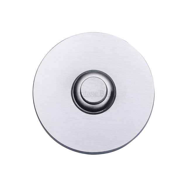 This is an image of a Heritage Brass - Round Bell PushSatin Chrome finish, v1184-sc that is available to order from T.H Wiggans Ironmongery in Kendal.