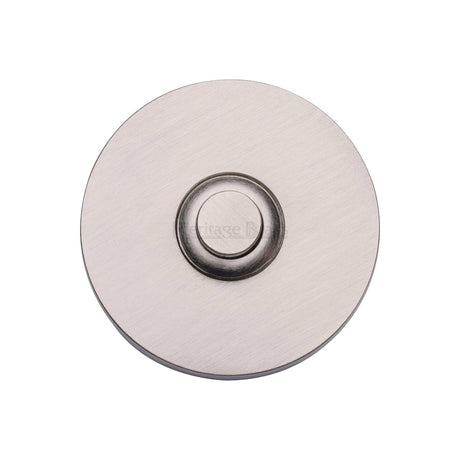 This is an image of a Heritage Brass - Round Bell Push Satin Nickel finish, v1184-sn that is available to order from T.H Wiggans Ironmongery in Kendal.