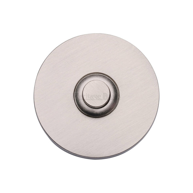 This is an image of a Heritage Brass - Round Bell Push Satin Nickel finish, v1184-sn that is available to order from T.H Wiggans Ironmongery in Kendal.