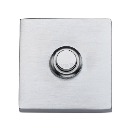 This is an image of a Heritage Brass - Square Bell Push Satin Chrome finish, v1188-sc that is available to order from T.H Wiggans Ironmongery in Kendal.