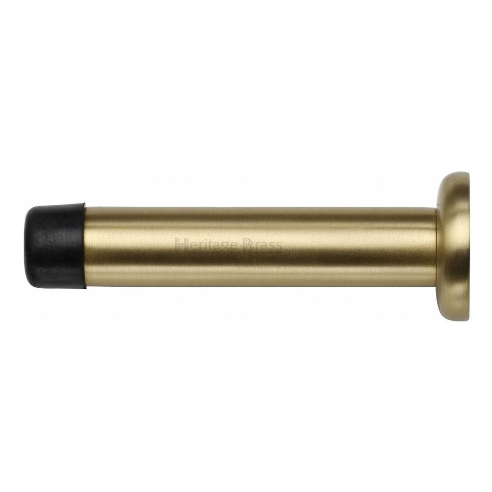 This is an image of a Heritage Brass - Projection Door Stop 3" Satin Brass Finish, v1192-76-sb that is available to order from T.H Wiggans Ironmongery in Kendal.