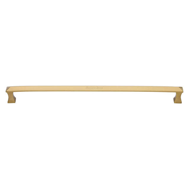 This is an image of a Heritage Brass - Door Pull Handle Pyramid Design 478mm Satin Brass Finish, v1232-478-sb that is available to order from T.H Wiggans Ironmongery in Kendal.