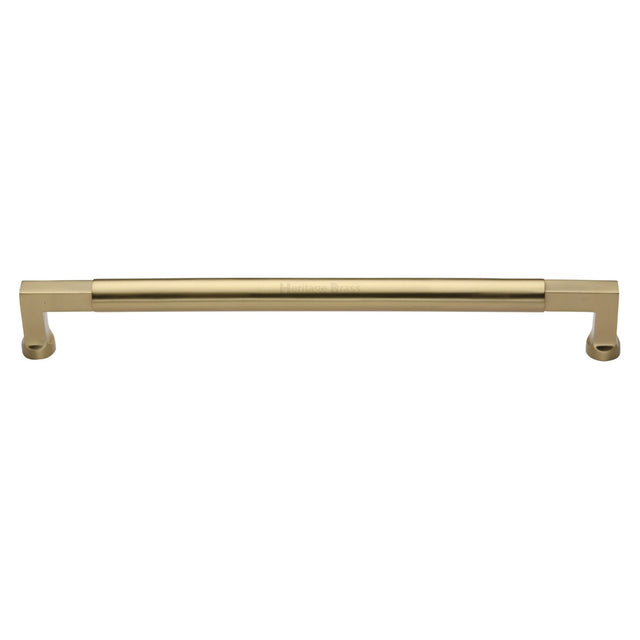 This is an image of a Heritage Brass - Door Pull Handle Bauhaus Design 483mm Satin Brass Finish, v1312-483-sb that is available to order from T.H Wiggans Ironmongery in Kendal.