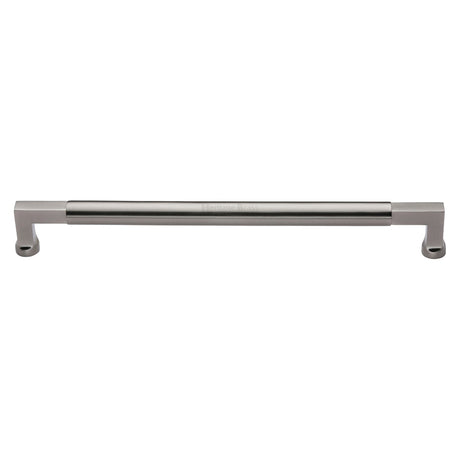 This is an image of a Heritage Brass - Door Pull Handle Bauhaus Design 483mm Satin Nickel Finish, v1312-483-sn that is available to order from T.H Wiggans Ironmongery in Kendal.