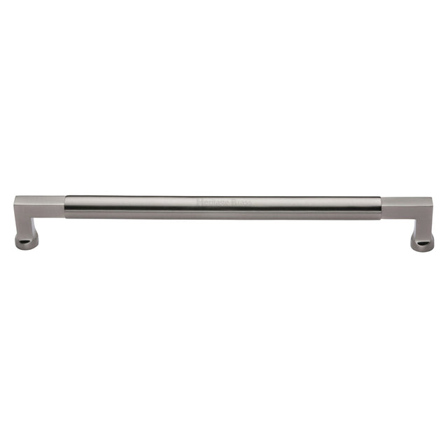 This is an image of a Heritage Brass - Door Pull Handle Bauhaus Design 483mm Satin Nickel Finish, v1312-483-sn that is available to order from T.H Wiggans Ironmongery in Kendal.