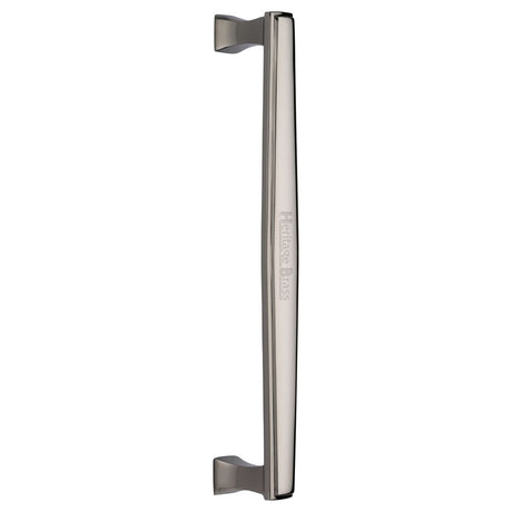 This is an image of a Heritage Brass - Door Pull Handle Deco Design 305mm Polished Nickel Finish, v1334-305-pnf that is available to order from T.H Wiggans Ironmongery in Kendal.