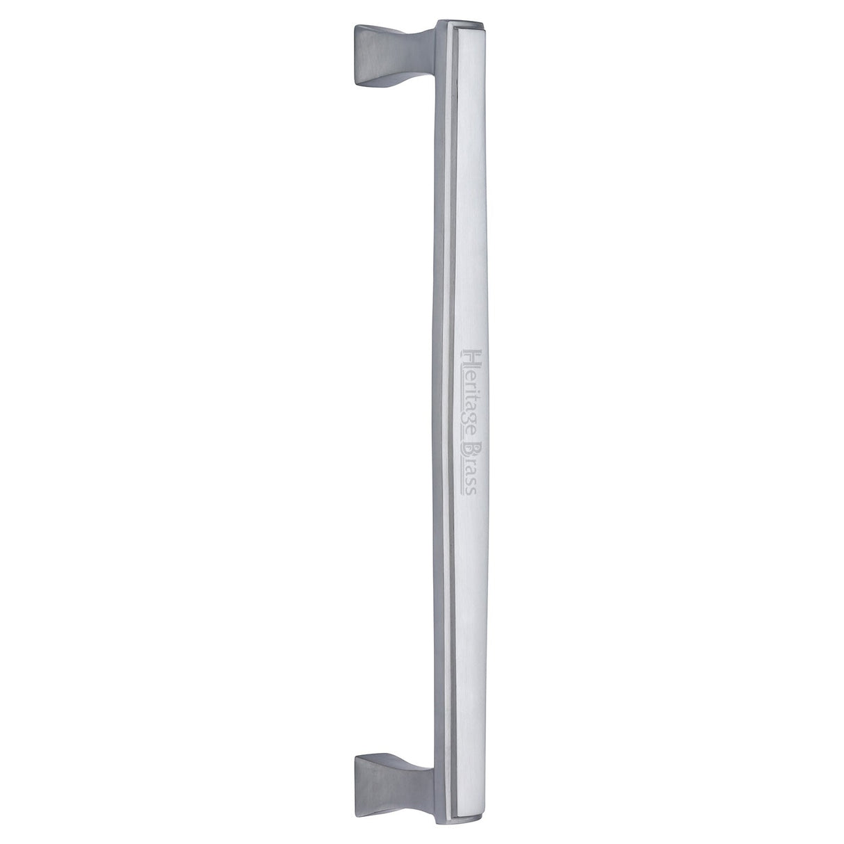 This is an image of a Heritage Brass - Door Pull Handle Deco Design 305mm Satin Chrome Finish, v1334-305-sc that is available to order from T.H Wiggans Ironmongery in Kendal.