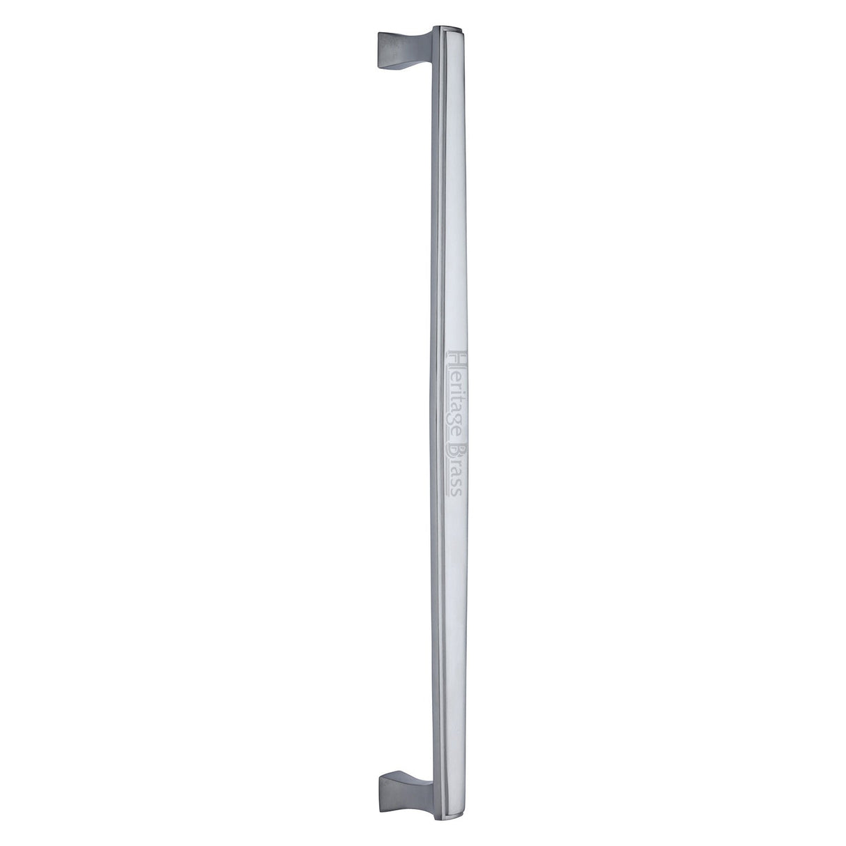 This is an image of a Heritage Brass - Door Pull Handle Deco Design 457mm Satin Chrome Finish, v1334-457-sc that is available to order from T.H Wiggans Ironmongery in Kendal.