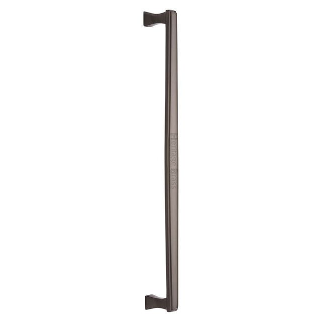 This is an image of a Heritage Brass - Door Pull Handle Deco Design 457mm Matt Bronze Finish, v1334-457-mb that is available to order from T.H Wiggans Ironmongery in Kendal.