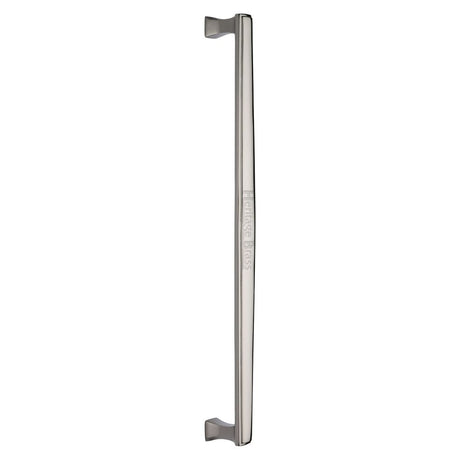 This is an image of a Heritage Brass - Door Pull Handle Deco Design 457mm Polished Nickel Finish, v1334-457-pnf that is available to order from T.H Wiggans Ironmongery in Kendal.