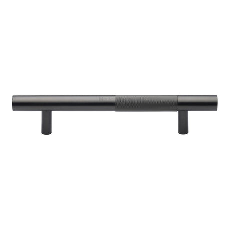 This is an image of a Heritage Brass - Door Pull Handle Bar Knurled Design 305mm Matt Bronze Finish, v1365-305-mb that is available to order from T.H Wiggans Ironmongery in Kendal.