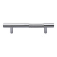 This is an image of a Heritage Brass - Door Pull Handle Bar Knurled Design 305mm Polished Chrome Finish, v1365-305-pc that is available to order from T.H Wiggans Ironmongery in Kendal.