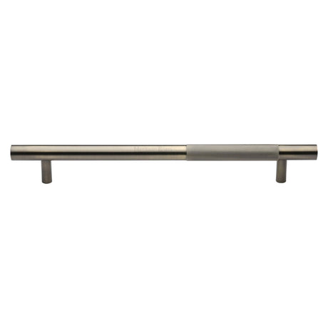 This is an image of a Heritage Brass - Door Pull Handle Bar Knurled Design 457mm Antique Brass Finish, v1365-457-at that is available to order from T.H Wiggans Ironmongery in Kendal.