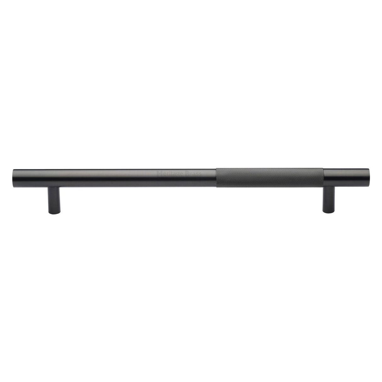This is an image of a Heritage Brass - Door Pull Handle Bar Knurled Design 457mm Matt Bronze Finish, v1365-457-mb that is available to order from T.H Wiggans Ironmongery in Kendal.