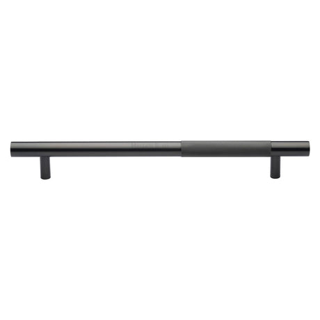 This is an image of a Heritage Brass - Door Pull Handle Bar Knurled Design 457mm Matt Bronze Finish, v1365-457-mb that is available to order from T.H Wiggans Ironmongery in Kendal.