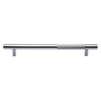 This is an image of a Heritage Brass - Door Pull Handle Bar Knurled Design 457mm Polished Chrome Finish, v1365-457-pc that is available to order from T.H Wiggans Ironmongery in Kendal.