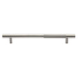 This is an image of a Heritage Brass - Door Pull Handle Bar Knurled Design 457mm Satin Nickel Finish, v1365-457-sn that is available to order from T.H Wiggans Ironmongery in Kendal.