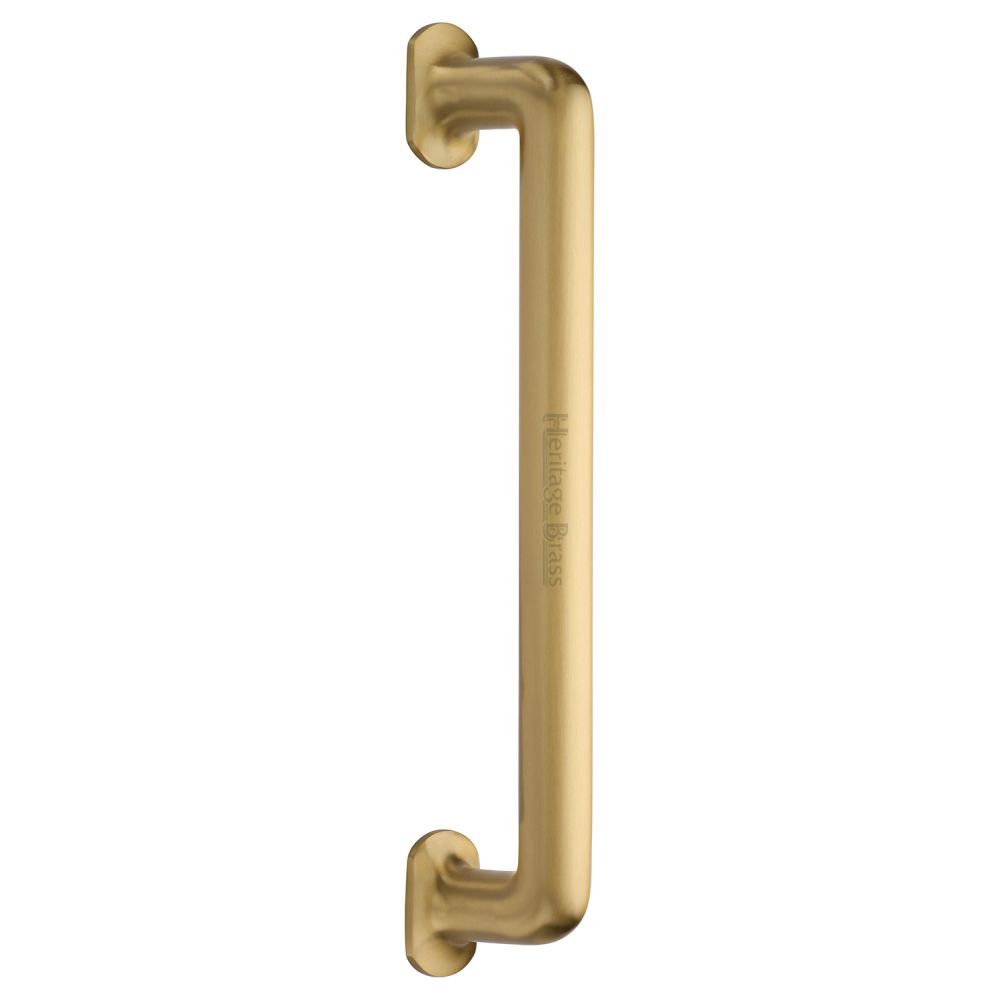 This is an image of a Heritage Brass - Door Pull Handle Traditional Design 330mm Satin Brass Finish, v1376-330-sb that is available to order from T.H Wiggans Ironmongery in Kendal.