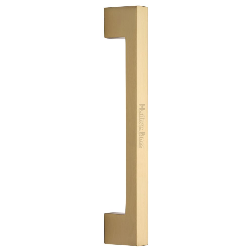 This is an image of a Heritage Brass - Door Pull Handle Urban Design 305mm Satin Brass Finish, v1390-305-sb that is available to order from T.H Wiggans Ironmongery in Kendal.