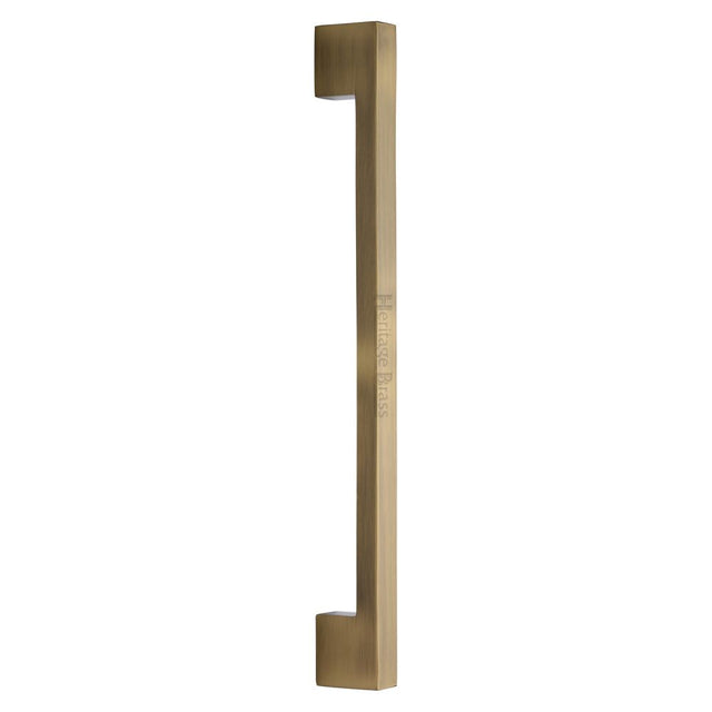 This is an image of a Heritage Brass - Door Pull Handle Urban Design 457mm Antique Brass Finish, v1390-457-at that is available to order from T.H Wiggans Ironmongery in Kendal.