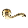 This is an image of a Heritage Brass - Door Handle Lever Latch on Round Rose Lisboa Design Polished Brass, v1601-pb that is available to order from T.H Wiggans Ironmongery in Kendal.