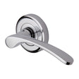This is an image of a Heritage Brass - Door Handle Lever Latch on Round Rose Sophia Design Polished Chrome, v1900-pc that is available to order from T.H Wiggans Ironmongery in Kendal.