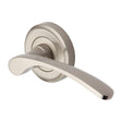This is an image of a Heritage Brass - Door Handle Lever Latch on Round Rose Sophia Design Satin Nickel, v1900-sn that is available to order from T.H Wiggans Ironmongery in Kendal.
