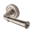 This is an image of a Heritage Brass - Door Handle Lever Latch on Round Rose Colonial Design Satin Nick, v1932-sn that is available to order from T.H Wiggans Ironmongery in Kendal.