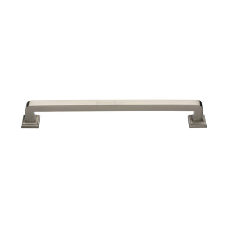 This is an image of a Heritage Brass - Door Pull Handle Square Vintage Design 338mm Satin Nickel Finish, v1964-338-sn that is available to order from T.H Wiggans Ironmongery in Kendal.