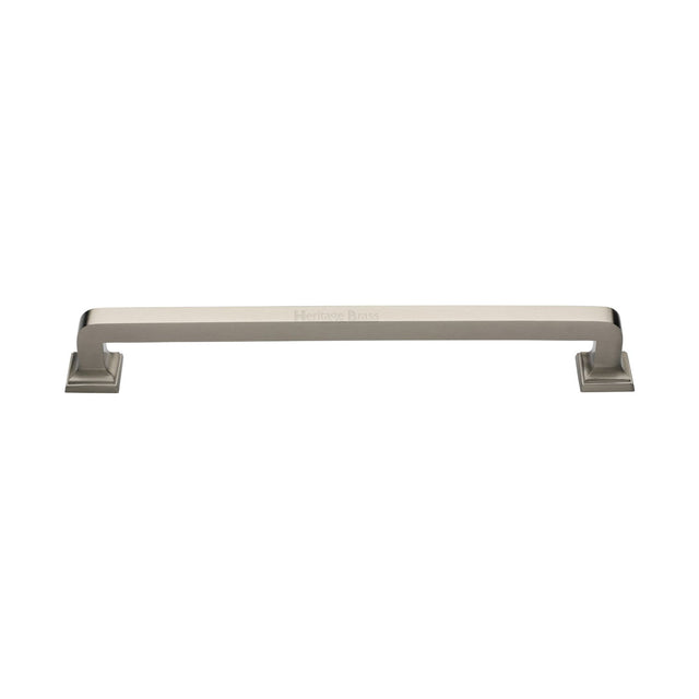 This is an image of a Heritage Brass - Door Pull Handle Square Vintage Design 338mm Satin Nickel Finish, v1964-338-sn that is available to order from T.H Wiggans Ironmongery in Kendal.