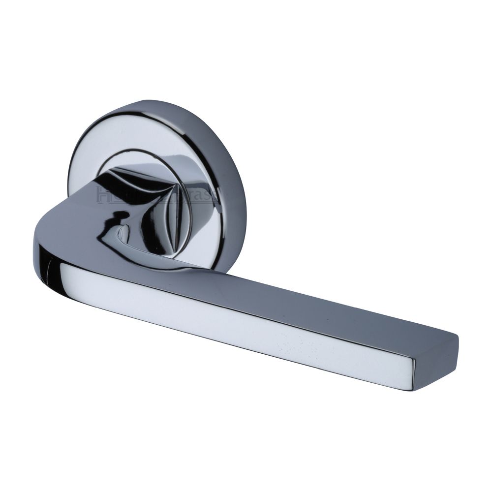 This is an image of a Heritage Brass - Door Handle Lever on Rose Bellagio Design Polished Chrome Finish, v2015-pc that is available to order from T.H Wiggans Ironmongery in Kendal.