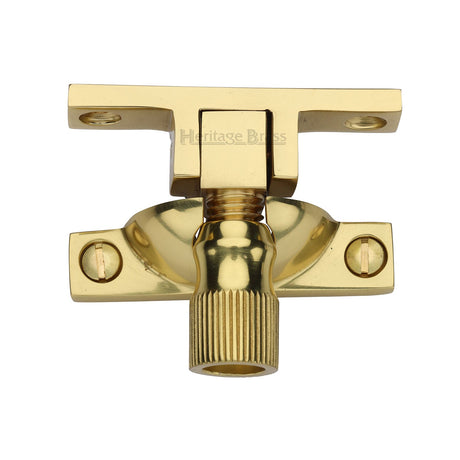 This is an image of a Heritage Brass - Narrow Brighton Sash Fastener Polished Brass finish, v2054-pb that is available to order from T.H Wiggans Ironmongery in Kendal.