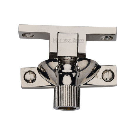 This is an image of a Heritage Brass - Narrow Brighton Sash Fastener Polished Nickel finish, v2054-pnf that is available to order from T.H Wiggans Ironmongery in Kendal.