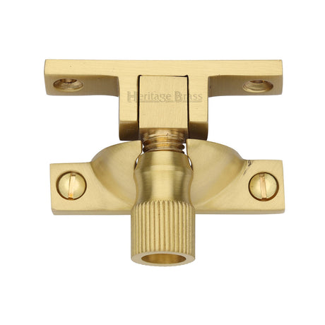 This is an image of a Heritage Brass - Narrow Brighton Sash Fastener Satin Brass finish, v2054-sb that is available to order from T.H Wiggans Ironmongery in Kendal.