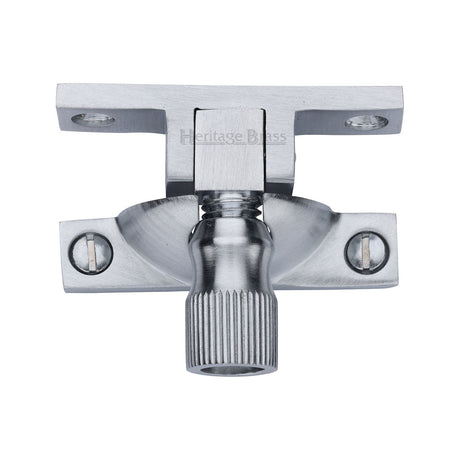This is an image of a Heritage Brass - Narrow Brighton Sash Fastener Satin Chrome finish, v2054-sc that is available to order from T.H Wiggans Ironmongery in Kendal.