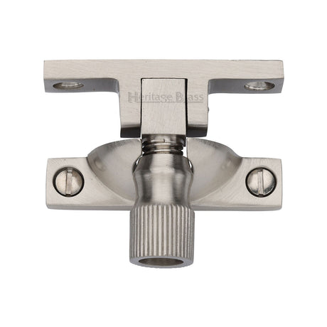 This is an image of a Heritage Brass - Narrow Brighton Sash Fastener Satin Nickel finish, v2054-sn that is available to order from T.H Wiggans Ironmongery in Kendal.