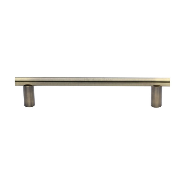 This is an image of a Heritage Brass - Door Pull Handle 19mm Round Bar Design 336mm Antique Brass Finish, v2059-336-at that is available to order from T.H Wiggans Ironmongery in Kendal.
