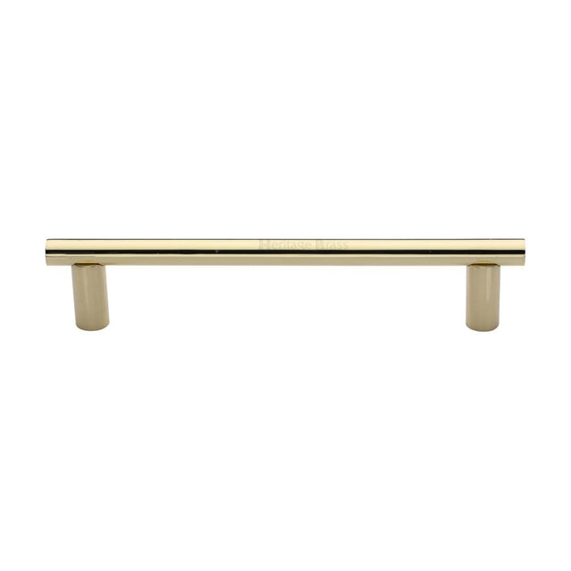 This is an image of a Heritage Brass - Door Pull Handle 19mm Round Bar Design 336mm Polished Brass Finish, v2059-336-pb that is available to order from T.H Wiggans Ironmongery in Kendal.