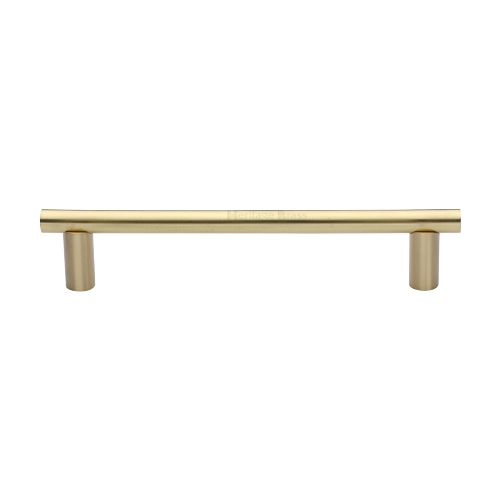 This is an image of a Heritage Brass - Door Pull Handle 19mm Round Bar Design 336mm Satin Brass Finish, v2059-336-sb that is available to order from T.H Wiggans Ironmongery in Kendal.