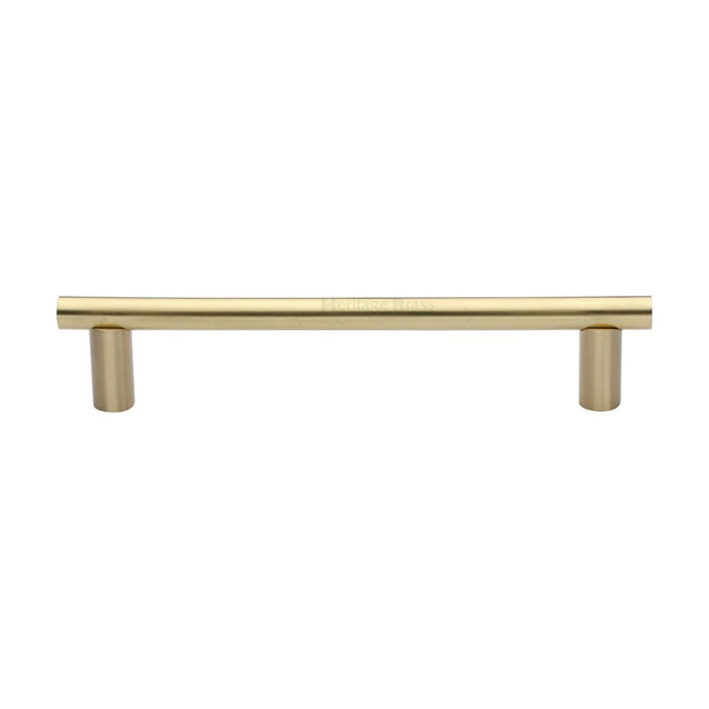 This is an image of a Heritage Brass - Door Pull Handle 19mm Round Bar Design 336mm Satin Brass Finish, v2059-336-sb that is available to order from T.H Wiggans Ironmongery in Kendal.