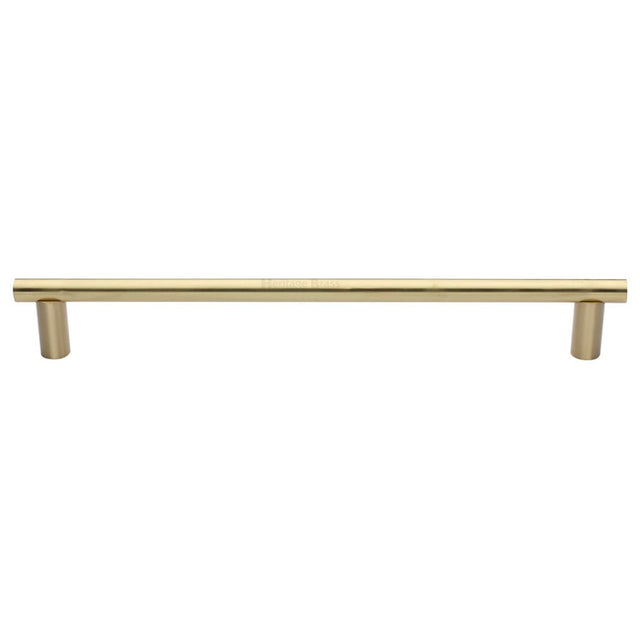 This is an image of a Heritage Brass - Door Pull Handle 19mm Round Bar Design 489mm Satin Brass Finish, v2059-489-sb that is available to order from T.H Wiggans Ironmongery in Kendal.