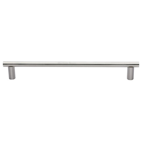 This is an image of a Heritage Brass - Door Pull Handle 19mm Round Bar Design 489mm Satin Nickel Finish, v2059-489-sn that is available to order from T.H Wiggans Ironmongery in Kendal.