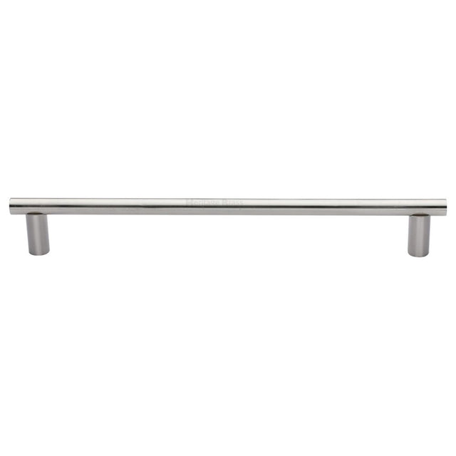This is an image of a Heritage Brass - Door Pull Handle 19mm Round Bar Design 489mm Satin Nickel Finish, v2059-489-sn that is available to order from T.H Wiggans Ironmongery in Kendal.