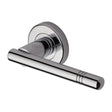 This is an image of a Heritage Brass - Door Handle Lever Latch on Round Rose Alicia Design Polished Chrome, v2100-pc that is available to order from T.H Wiggans Ironmongery in Kendal.